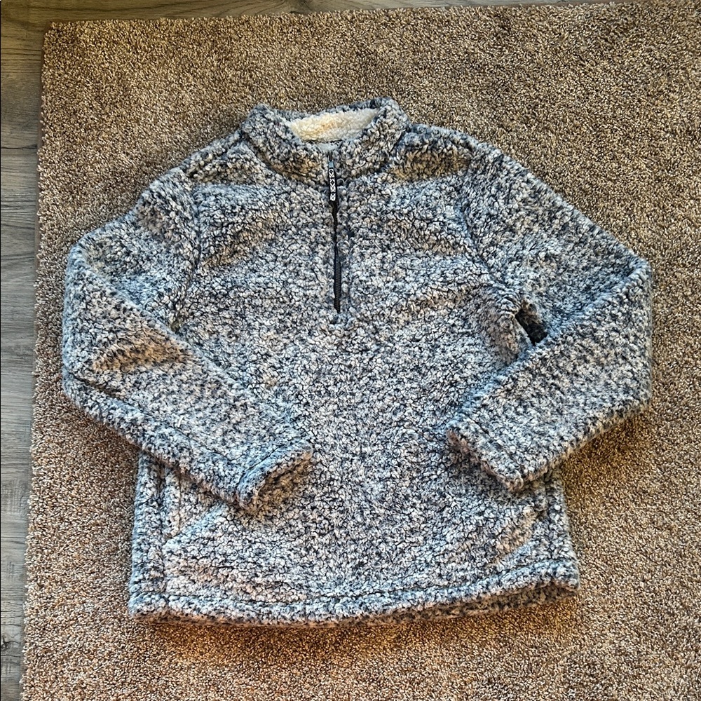 Time and Tru Cream and Heather Gray Sherpa Pullover